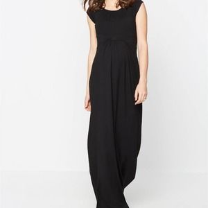 Isabella Oliver Black Maternity Cap Sleeve Maxi Dress - M